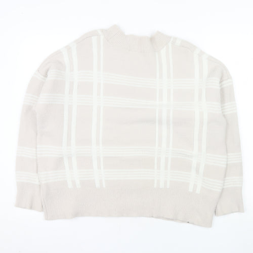 Nutmeg Women's Beige Check Knit Pullover Jumper Size 18