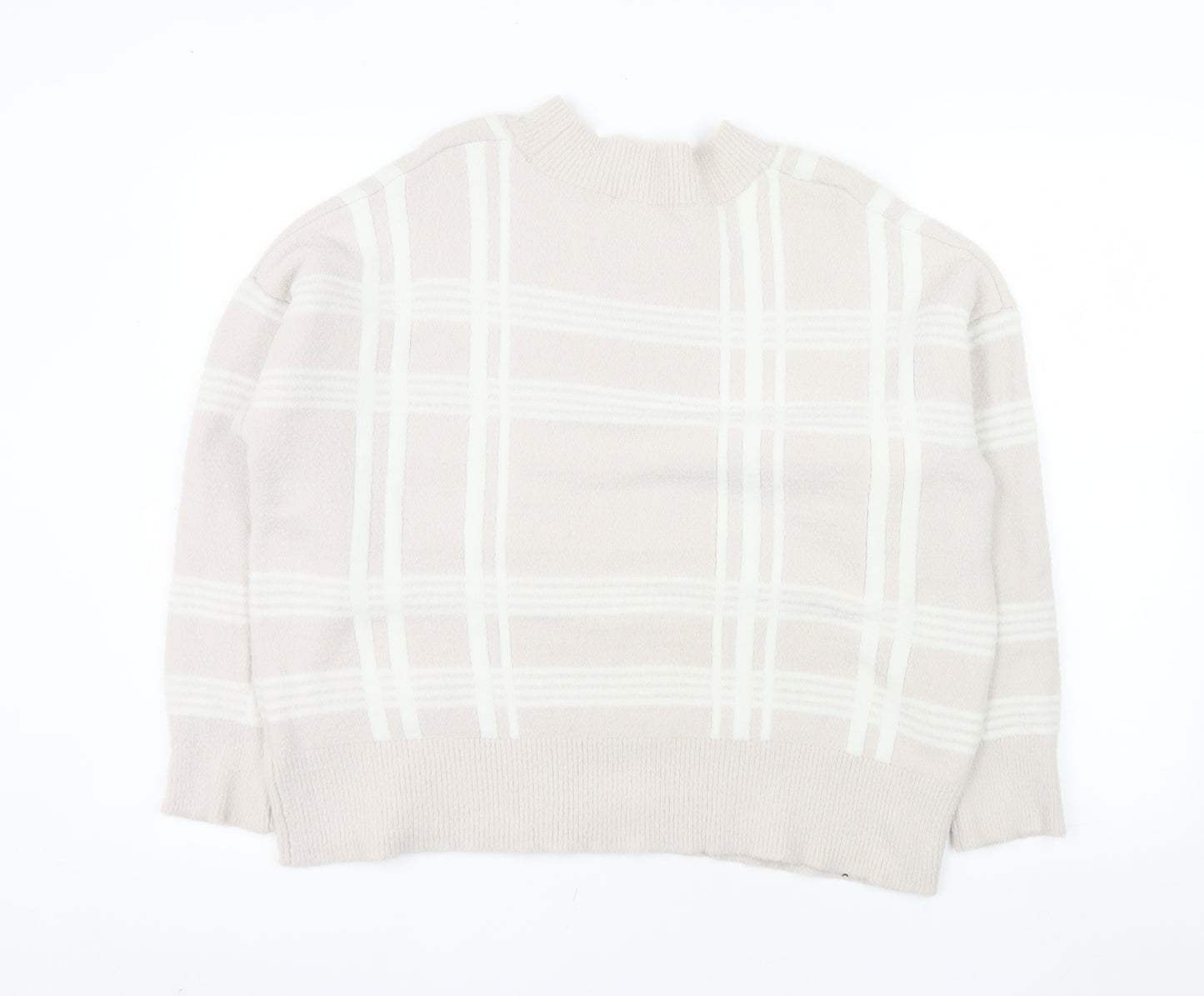 Nutmeg Women's Beige Check Knit Pullover Jumper Size 18