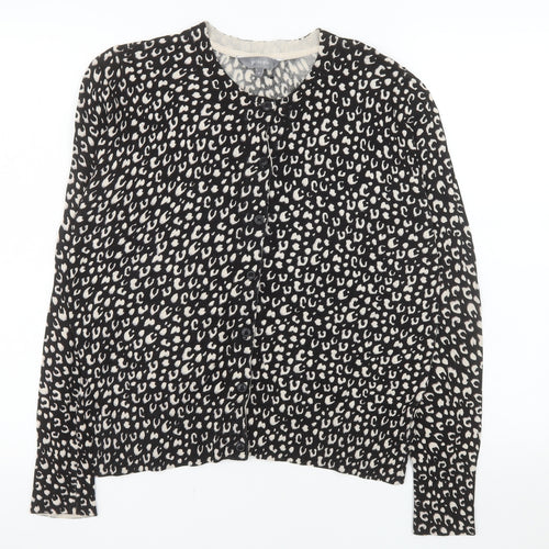 Principle Women’s Black Animal Print Knit Cardigan Size 14