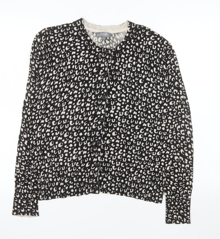 Principle Women’s Black Animal Print Knit Cardigan Size 14