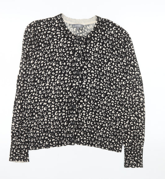 Principle Women’s Black Animal Print Knit Cardigan Size 14