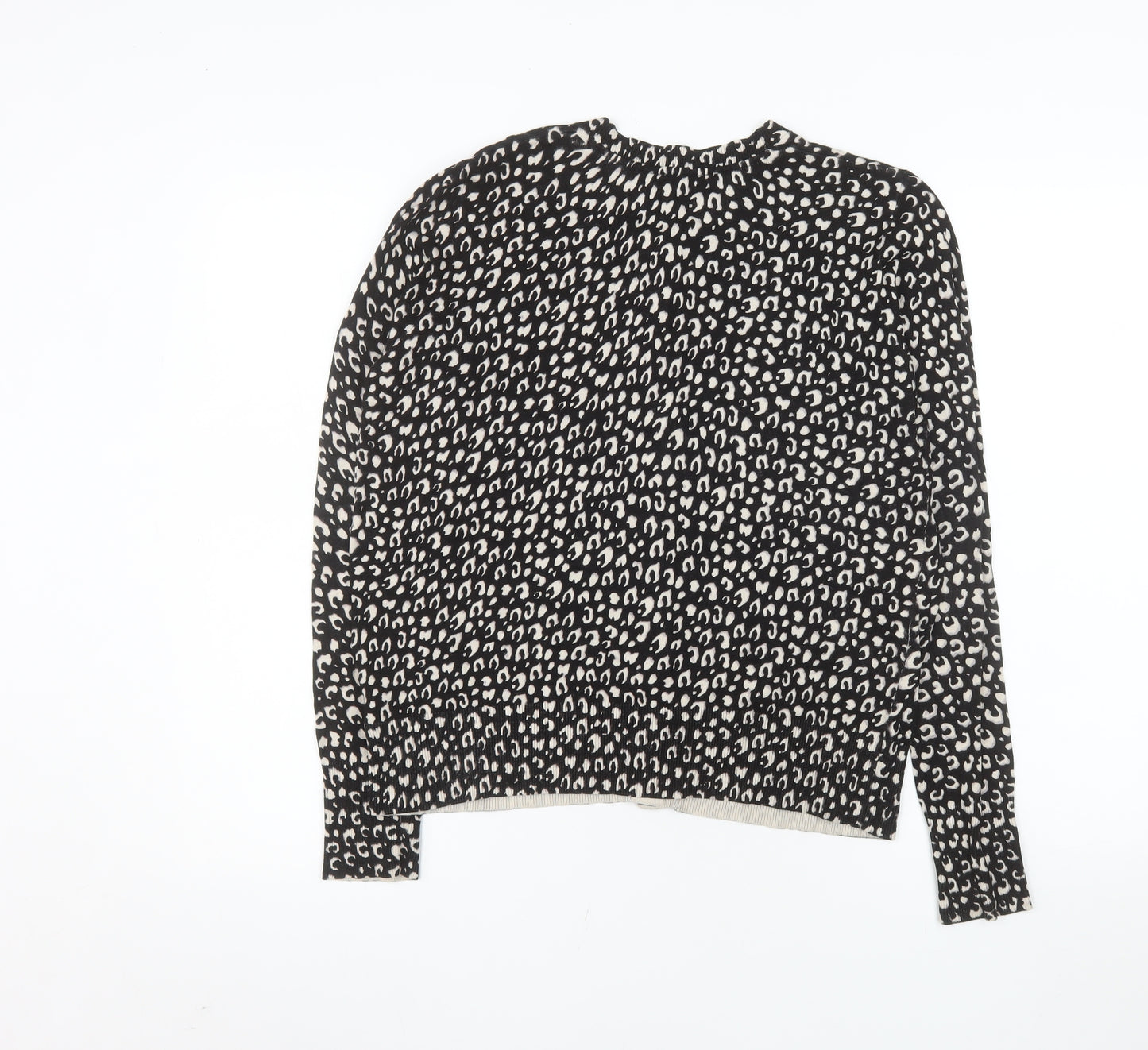 Principle Women’s Black Animal Print Knit Cardigan Size 14