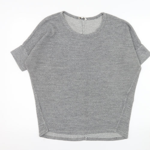 Apricot Women Grey Short Sleeve Knit Jumper S/M Relaxed Fit