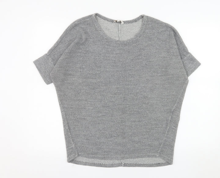 Apricot Women Grey Short Sleeve Knit Jumper S/M Relaxed Fit