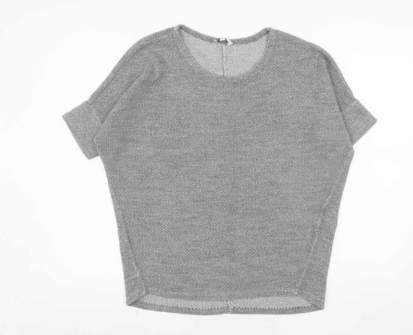 Apricot Women Grey Short Sleeve Knit Jumper S/M Relaxed Fit