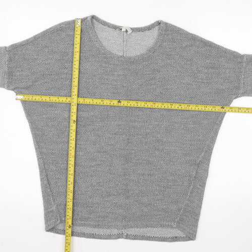 Apricot Women Grey Short Sleeve Knit Jumper S/M Relaxed Fit