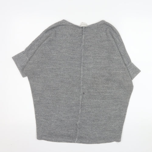 Apricot Women Grey Short Sleeve Knit Jumper S/M Relaxed Fit