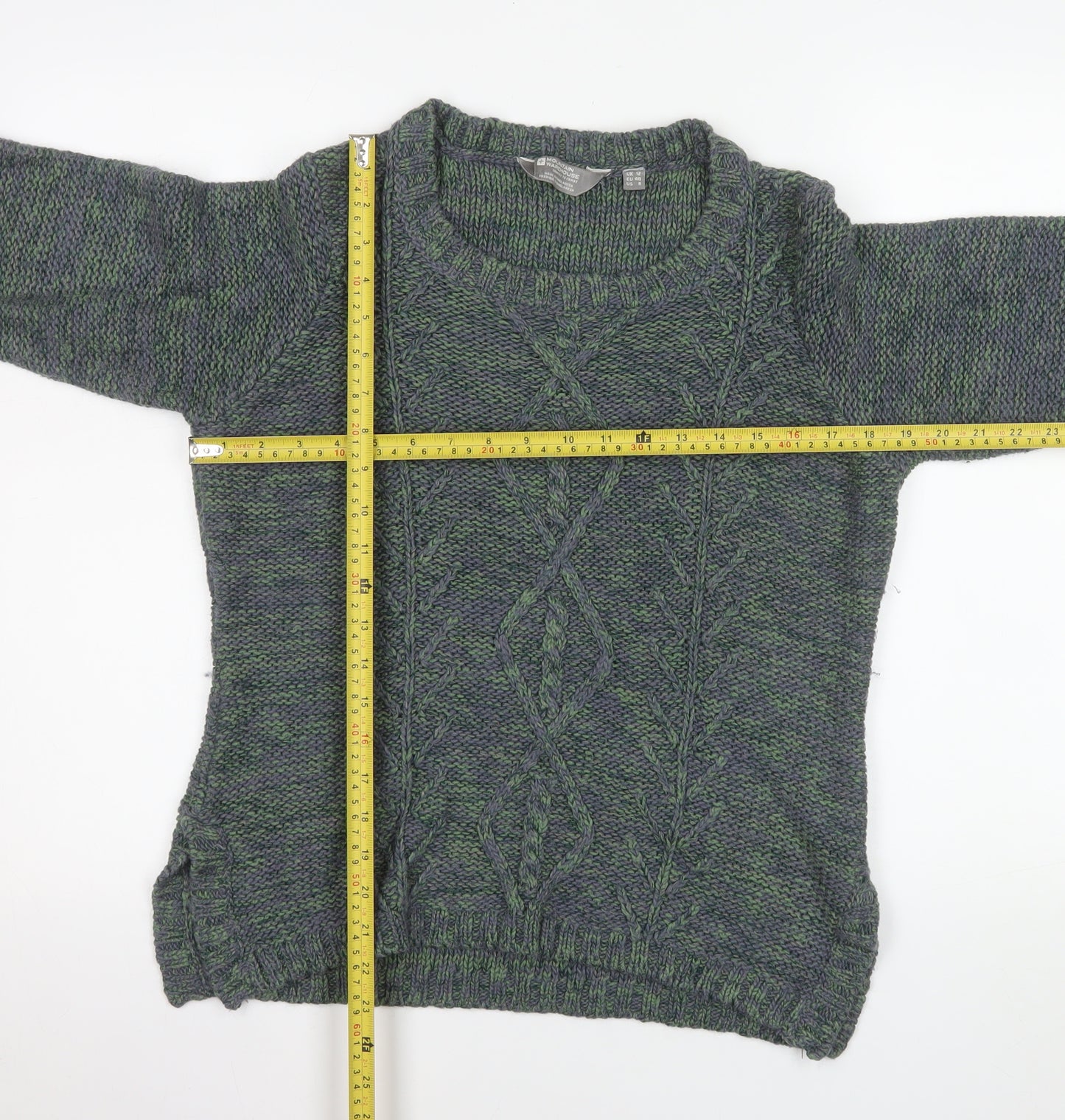 Mountain Warehouse Womens Green Cable-Knit Jumper Size 12