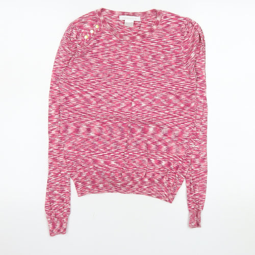 Mademoiselle R Women Pink Crew Neck Long Sleeve Knit Jumper Size 8