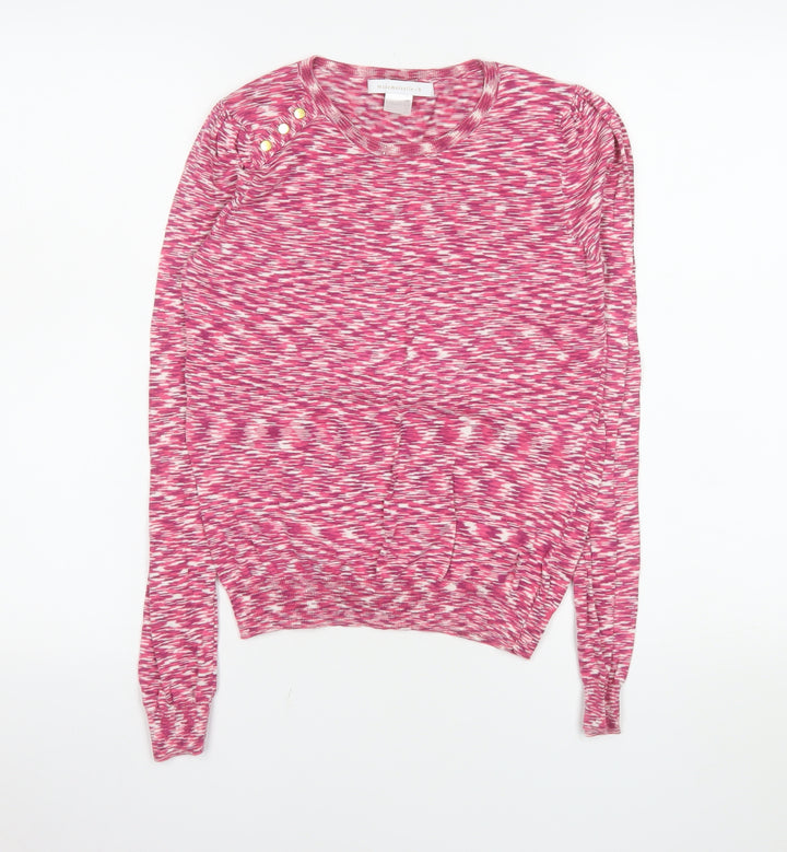 Mademoiselle R Women Pink Crew Neck Long Sleeve Knit Jumper Size 8