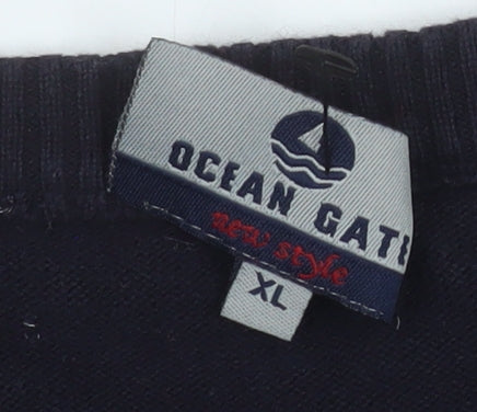 Ocean Gate Men's Black Argyle Cotton Vest Jumper XL