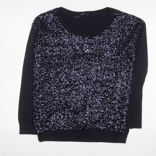 George Women’s Blue Sequin Long Sleeve Crew Neck Jumper Size 14