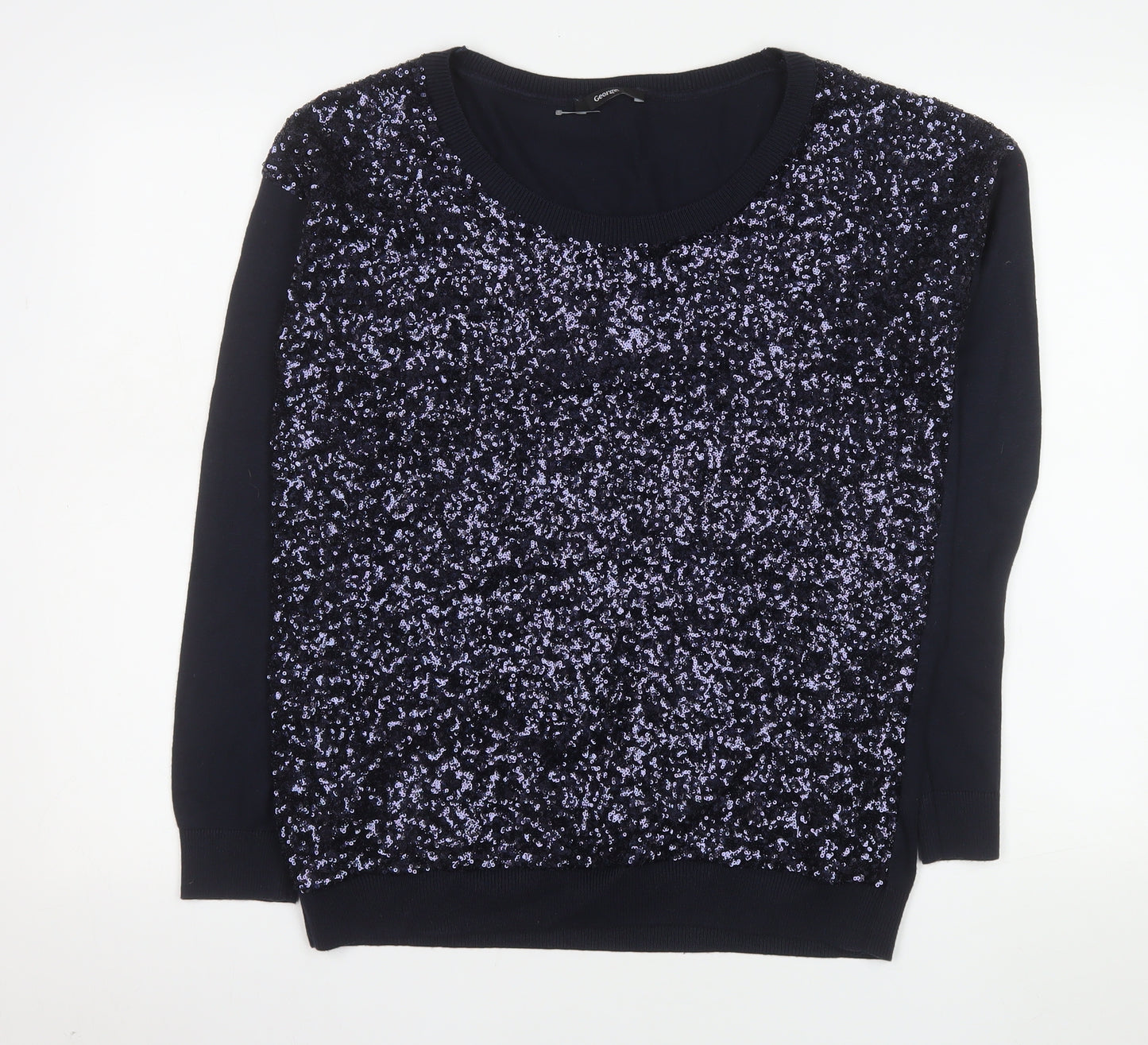 George Women’s Blue Sequin Long Sleeve Crew Neck Jumper Size 14