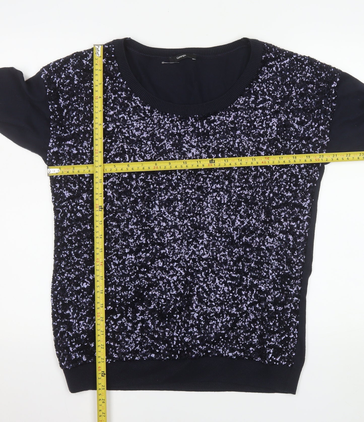 George Women’s Blue Sequin Long Sleeve Crew Neck Jumper Size 14