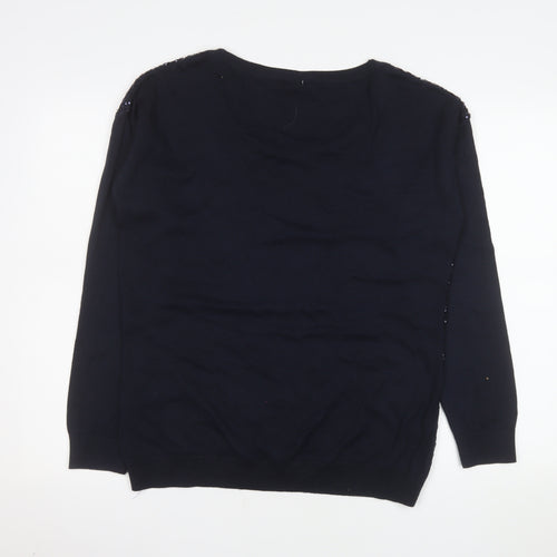 George Women’s Blue Sequin Long Sleeve Crew Neck Jumper Size 14