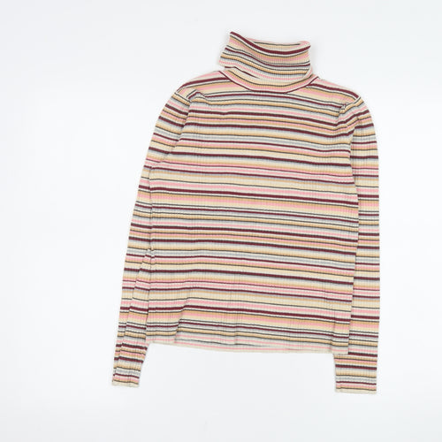 Valerie Stevens Women’s Multicoloured Striped Roll Neck Long Sleeve Top S
