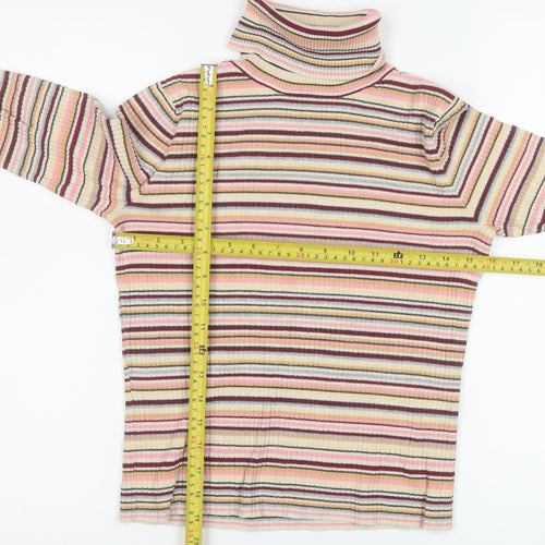 Valerie Stevens Women’s Multicoloured Striped Roll Neck Long Sleeve Top S