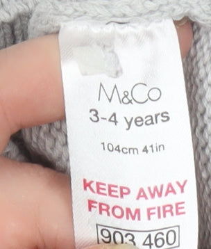M&Co Girls Grey Cotton Colourblock Knit Sweater Dress 3-4 Years