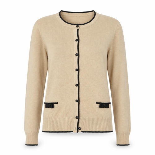 Debenhams The Collection Womens Beige Cardigan Size 12 Bow Trim