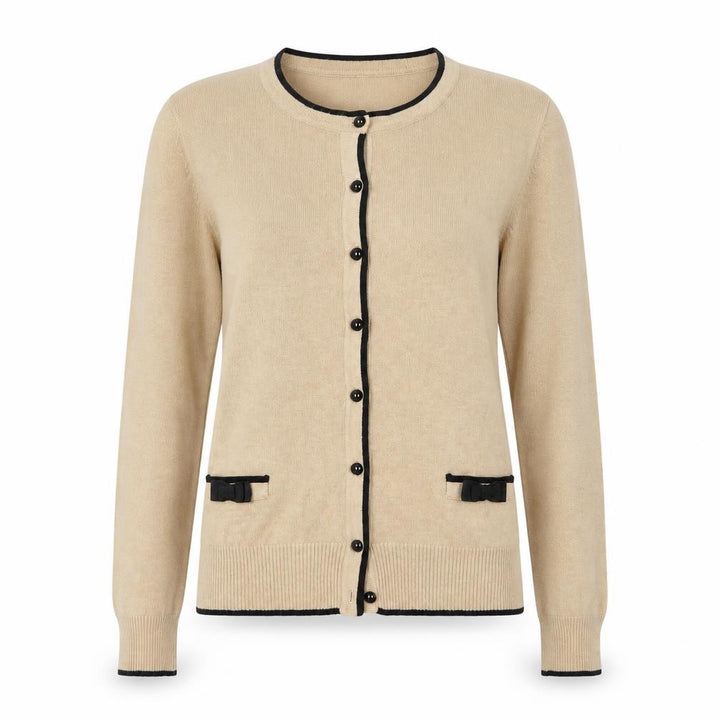 Debenhams The Collection Womens Beige Cardigan Size 12 Bow Trim