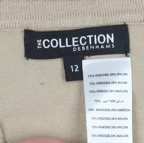 Debenhams The Collection Womens Beige Cardigan Size 12 Bow Trim