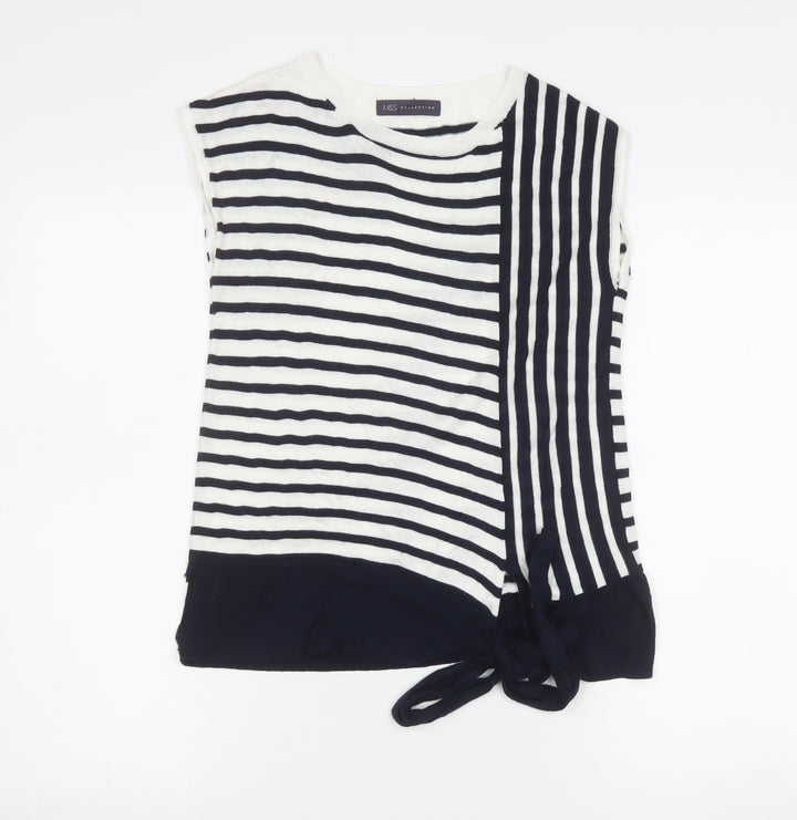Marks and Spencer Womens Multicoloured Striped Knit Sleeveless Top Size 8