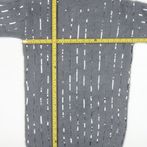 Next Girls Grey Sequin Long Sleeve Sweater Dress - Size 11 Years