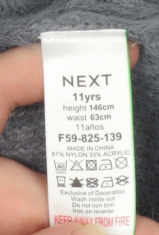 Next Girls Grey Sequin Long Sleeve Sweater Dress - Size 11 Years