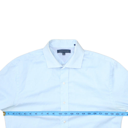 Tommy Hilfiger Men’s Light Blue Cotton Long Sleeve Button-Up Shirt 15.5
