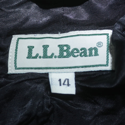 L.L. Bean Women Grey Wool Herringbone Blazer Size 14 Single Breasted
