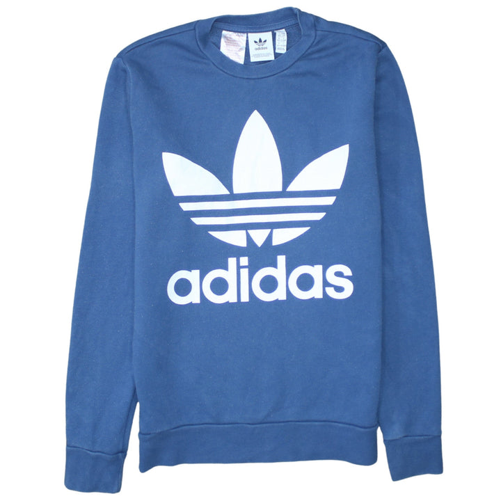 adidas Boys Blue 13-14 Years Pullover Crew Neck Logo Sweatshirt