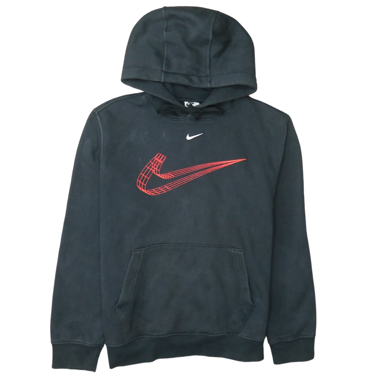 Nike Men's Black Small Pullover Hoodie with Red Logo Graphic