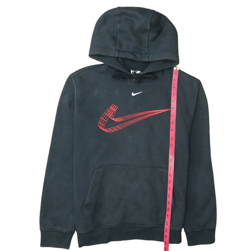Nike Men's Black Small Pullover Hoodie with Red Logo Graphic
