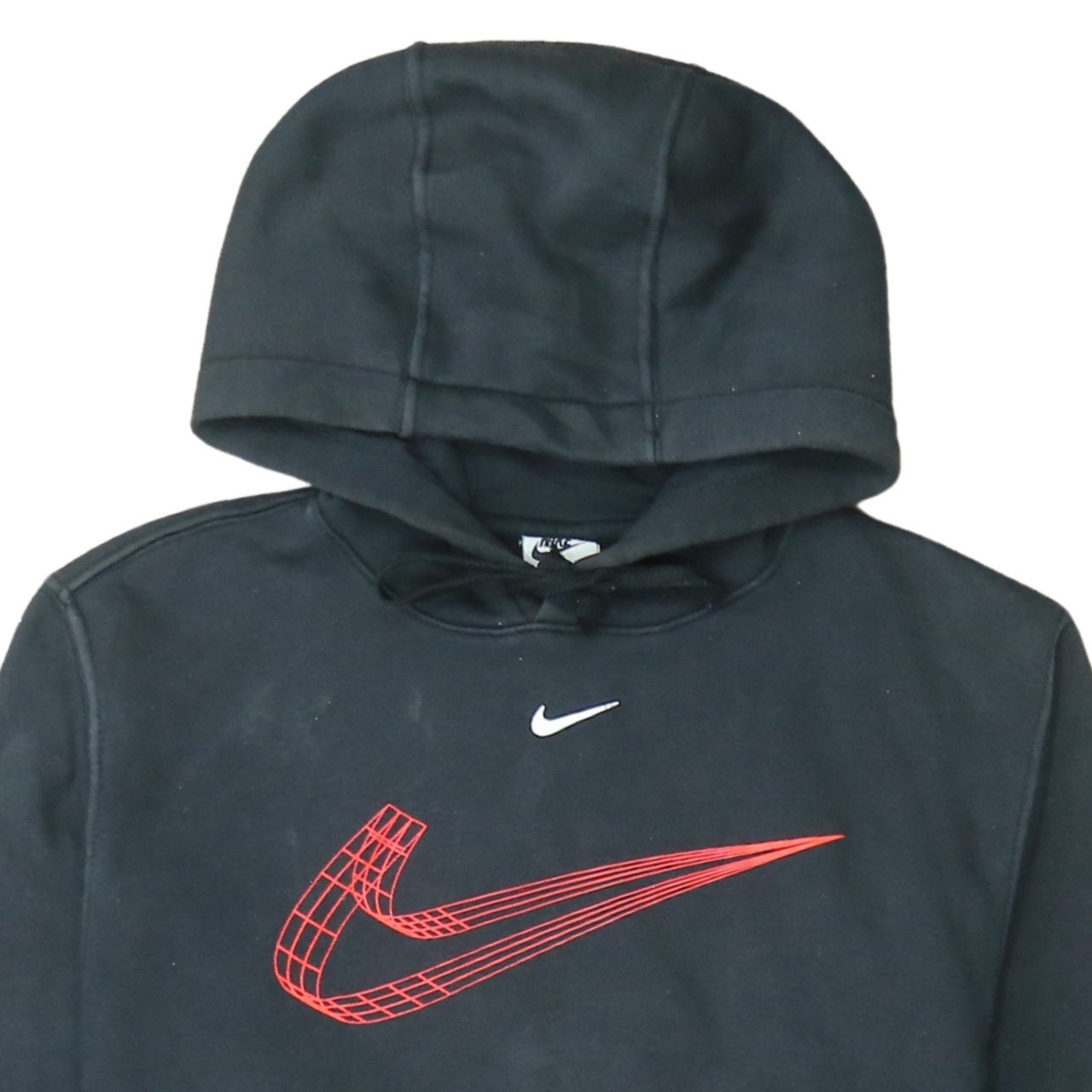 Nike Men's Black Small Pullover Hoodie with Red Logo Graphic