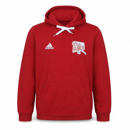 Front view of Adidas Men's Red Pullover Hoodie Small Regular Fit Sports Fleece