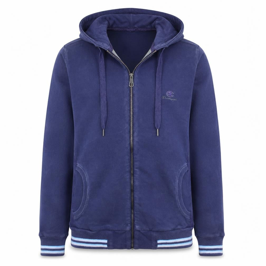 Front view of Champion Women's Blue Full Zip Hoodie, size L, - Heritage Classics