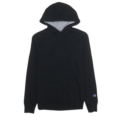 Champion Men Black Pullover Hoodie Small Logo Fleece Sportswear