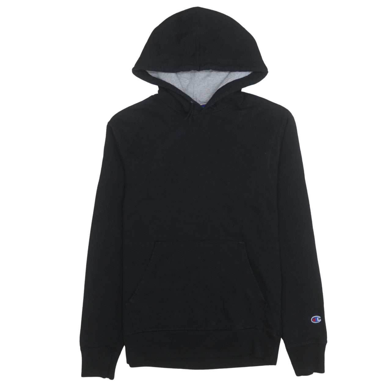 Champion Men Black Pullover Hoodie Small Logo Fleece Sportswear