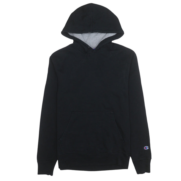 Champion Men Black Pullover Hoodie Small Logo Fleece Sportswear