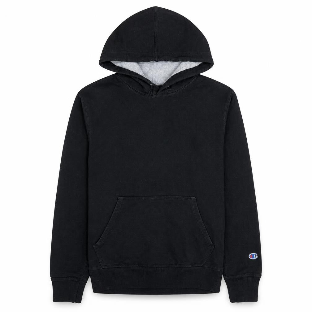 Champion Men Black Pullover Hoodie Small Logo Fleece Sportswear