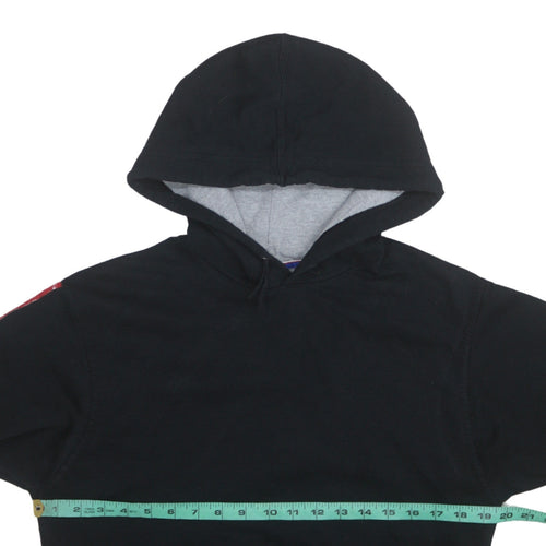 Champion Men Black Pullover Hoodie Small Logo Fleece Sportswear