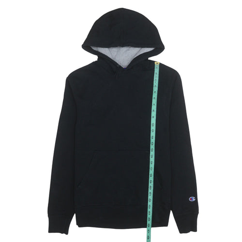 Champion Men Black Pullover Hoodie Small Logo Fleece Sportswear