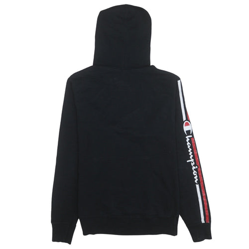 Champion Men Black Pullover Hoodie Small Logo Fleece Sportswear