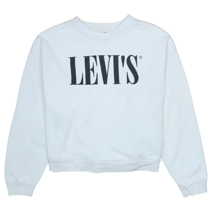 Levi's Womens White Pullover Sweatshirt Small Crew Neck Logo