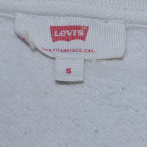 Levi's Womens White Pullover Sweatshirt Small Crew Neck Logo