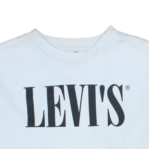 Levi's Womens White Pullover Sweatshirt Small Crew Neck Logo