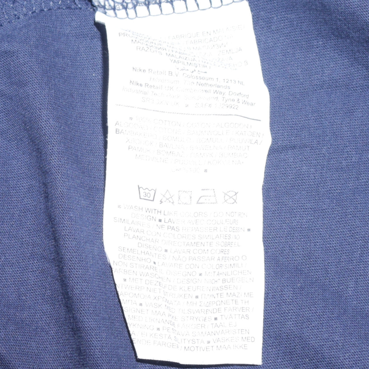 Nike Men's Navy Blue Classic Crew Neck Cotton T-Shirt Size L