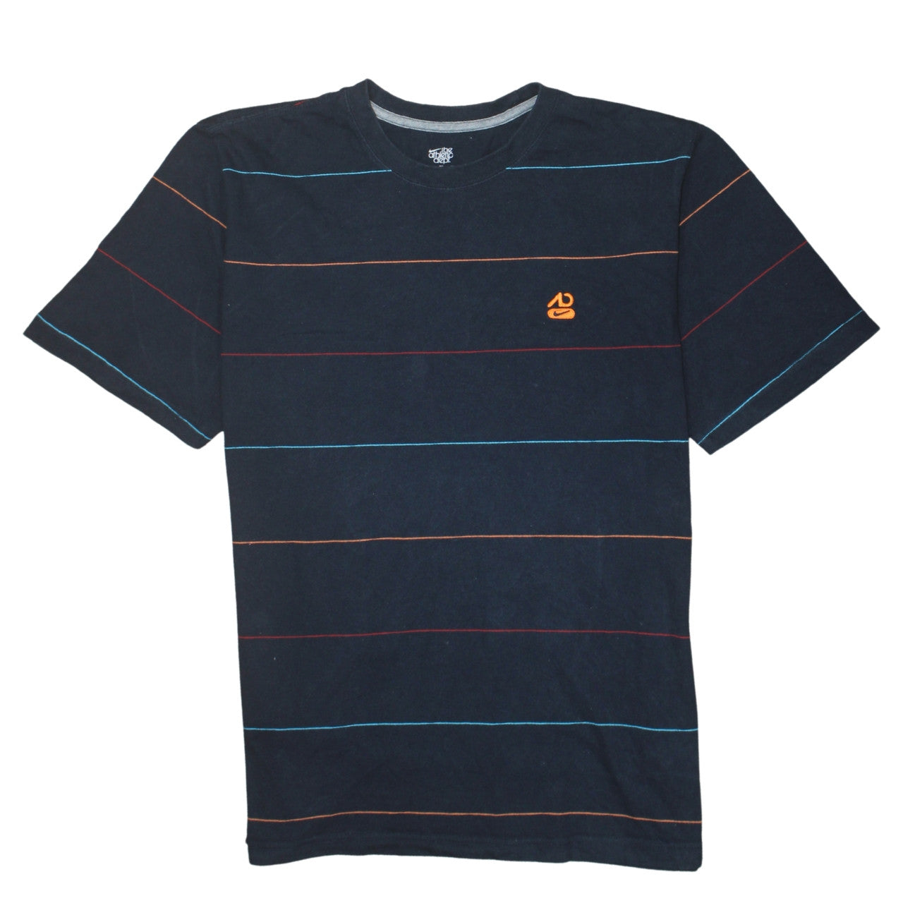 Nike Men's Blue Striped Crew Neck Short Sleeve Cotton T-Shirt XL