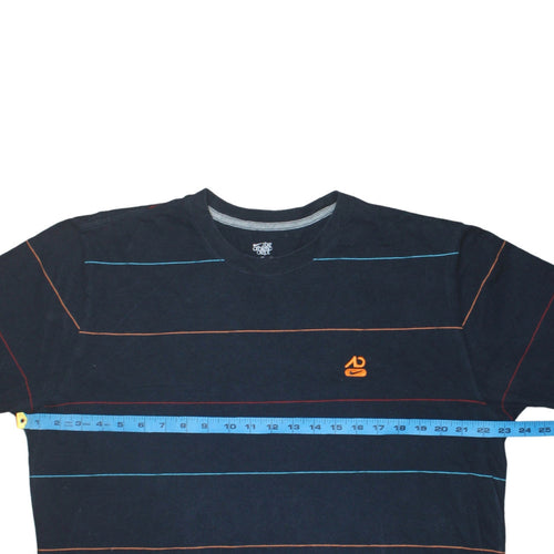 Nike Men's Blue Striped Crew Neck Short Sleeve Cotton T-Shirt XL