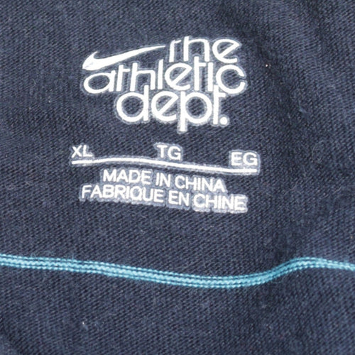 Nike Men's Blue Striped Crew Neck Short Sleeve Cotton T-Shirt XL